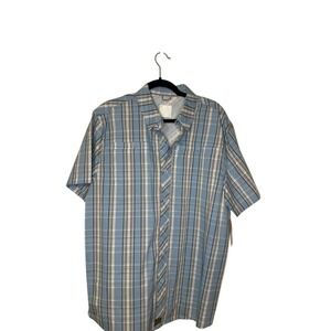 Reel Legends Plaid Fishing Shirt Mens Medium Short Sleeve‎ Button Up Blue NWT